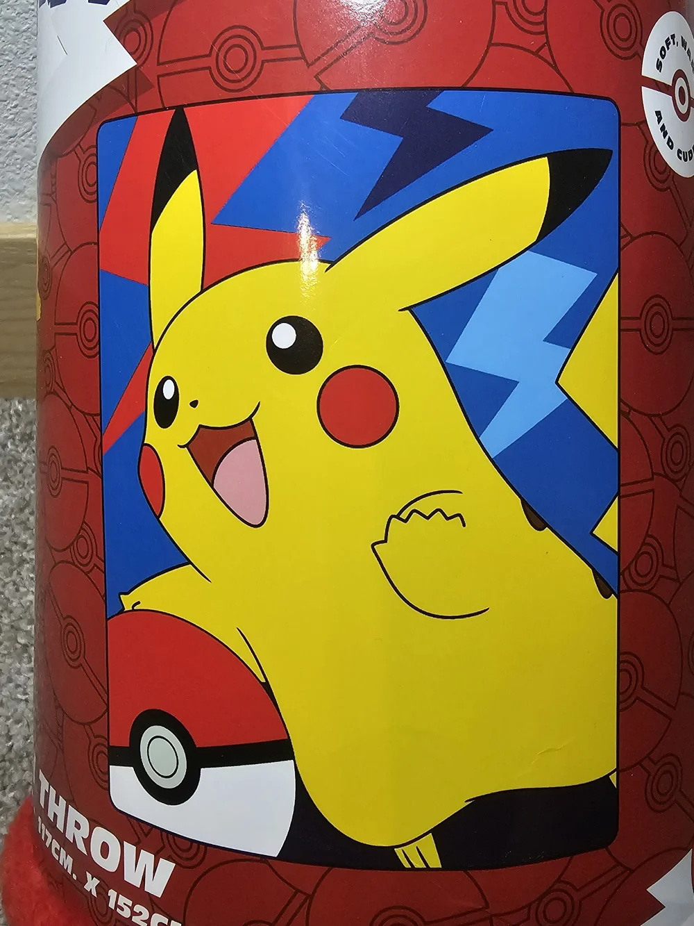 Pokemon Plush Pikachu Throw - Yellow, Red, Blue